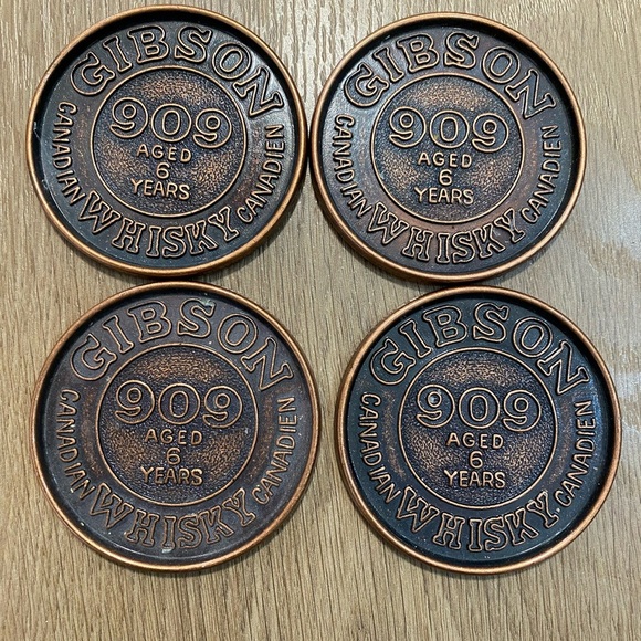 Vintage Rare Bronze Gibson Whisky Coasters Set - Picture 3 of 5